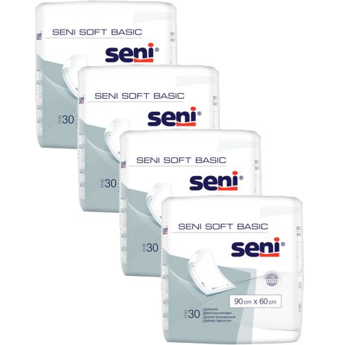 Seni Soft Basic 90x60 cm Inkontinenzunterlagen, 4er-Pack für Inkontinenz und Bettschutz