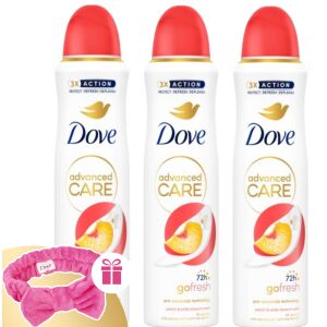 Dove Go Fresh Breskva & Bijeli Cvijet Antiperspirant Aerosol 3x150ml s Besplatnom Trakom za Kosu - Dove