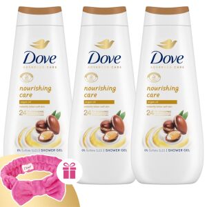 Dove Advanced Care Nourishing Care Shower Gel 3x400ml with free pink headband - Dove