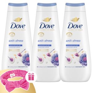 Dove Advanced Care Anti-Stress Душ гел 3x400ml с Подарък Лента за коса - Dove