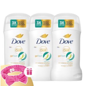 Dove Advanced Care Go Fresh Pear Antyperspirant w sztyfcie 3-pak z opaską na włosy gratis - Uroda i zdrowie