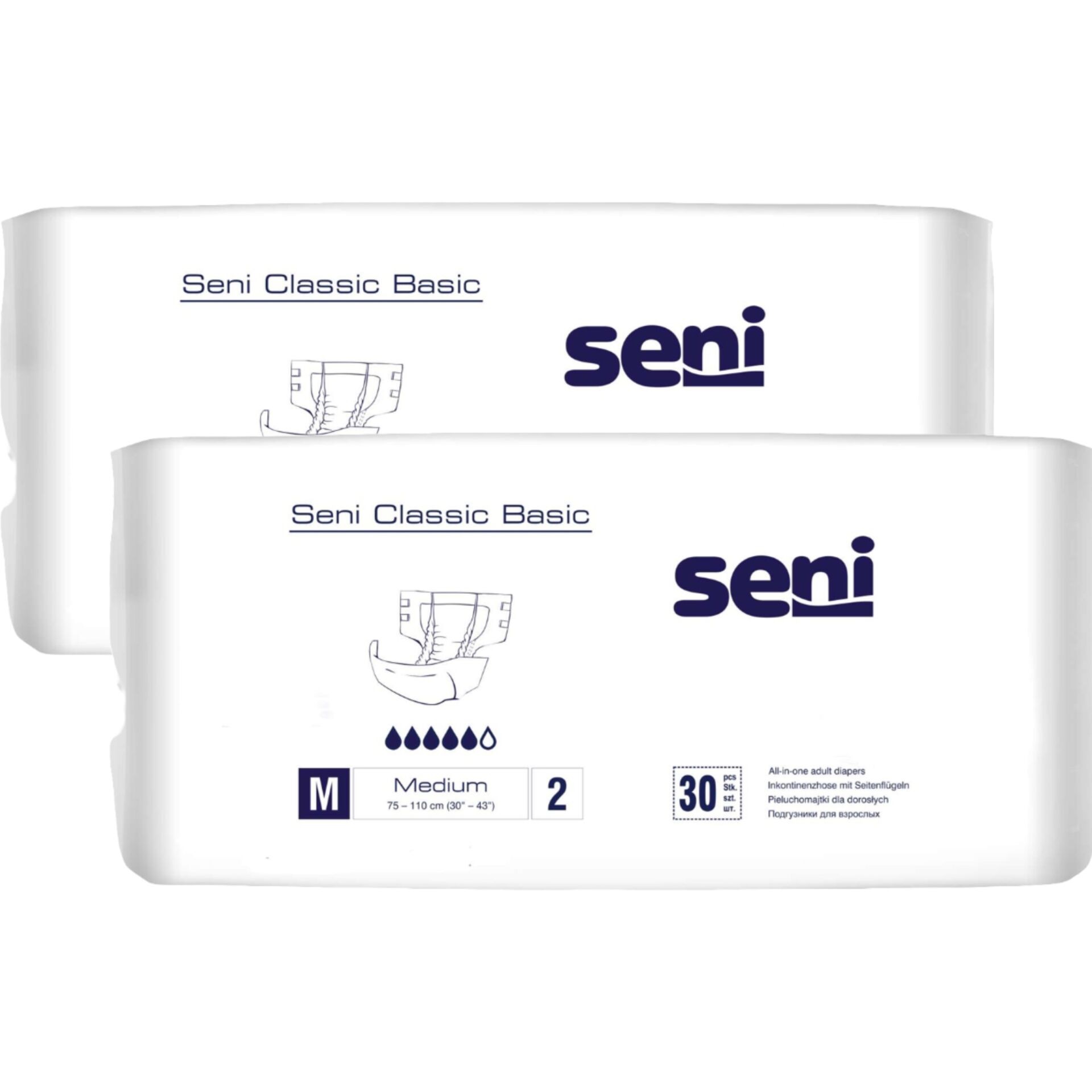 Seni Classic Basic Medium 2 Felnőtt pelenka 75-110cm (2x30db)