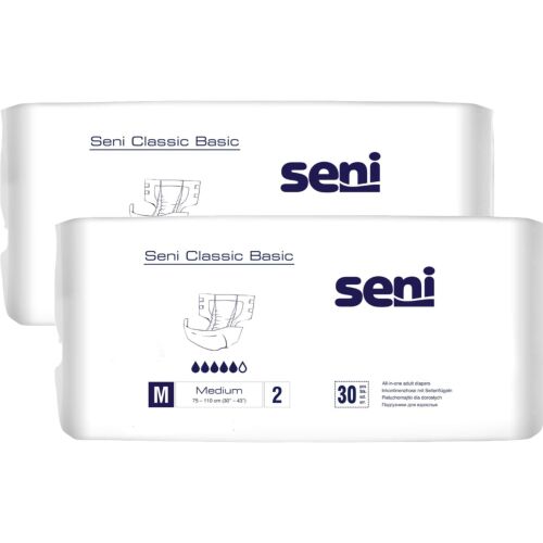 Seni Classic Basic Medium plienkové nohavičky pre dospelých, 2 balenia po 30 kusov