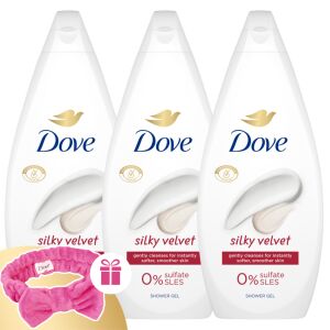 Dove Silky Velvet Cream Shower Gel 3x720ml with Free Headband - Dove