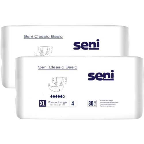 Seni Classic Basic Extra Large plienkové nohavičky pre dospelých, 2 balenia po 30 kusov