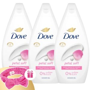 Dove Petal Soft Крем душ гел 3x450ml с Безплатна розова лента за глава - Баня