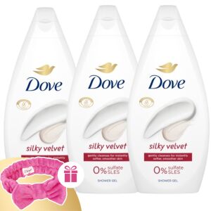 Dove Silky Velvet Shower Gel 3x450ml with Free Headband - Bathroom