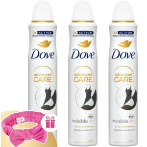 Dove Advanced Care Invisible Dry Antiperspirant Deodorant 3x200ml with Free Headband - Dove