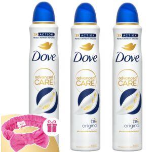 Dove Advanced Care Original Антиперспирант Дезодорант 3x200ml с Подарък Лента за коса - Dove