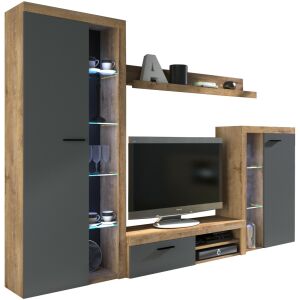 RODOS Szekrénysor lefkas tölgy és grafit színben - Nappali garnitúra