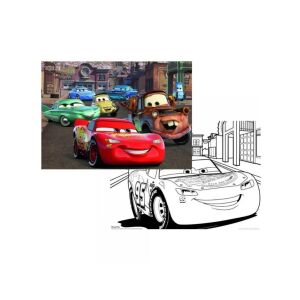 Lisciani Auta 2w1 puzzle i kolorowanka z Zygzakiem McQueenem i przyjaciółmi. - Puzzle i układanki