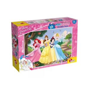 Lisciani Disney Księżniczki 2w1 Maxi Puzzle i Kolorowanka - 35 elementów, 70x50cm - Pudełko - Puzzle i układanki
