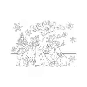 Strona do kolorowania Kraina Lodu z Anną, Elsą, Kristoffem, Svenem i Olafem - Puzzle i układanki
