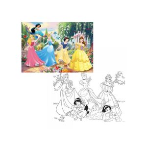 Disney Princess 2w1 Puzzle i Kolorowanka - Złożone Puzzle i Strona do kolorowania - Puzzle i układanki