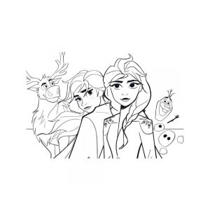 Kraina Lodu 2 Kolorowanka - Anna, Elsa, Olaf i Sven - Puzzle i układanki