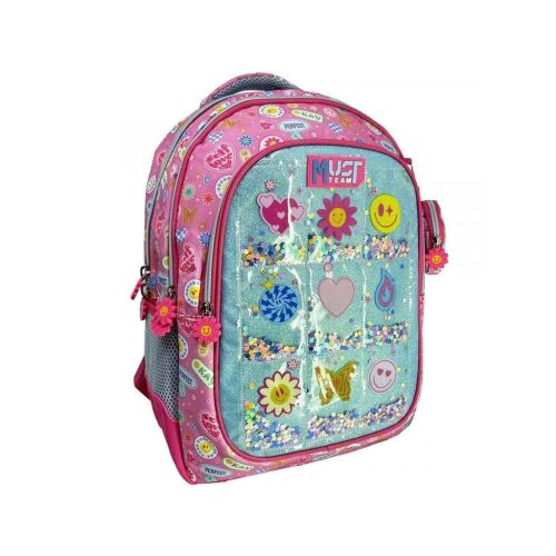 Must Team Luna rózsaszín hátizsák smiley és konfetti mintával