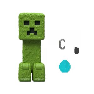 Figúrka Creepera z filmu Minecraft s príslušenstvom, zelená, chlpatá, 10 cm vysoká, Mattel - Minecraft