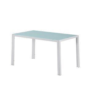 Ezra 140 cm szögletes üveg étkezőasztal fehér 128926391 - Leziter