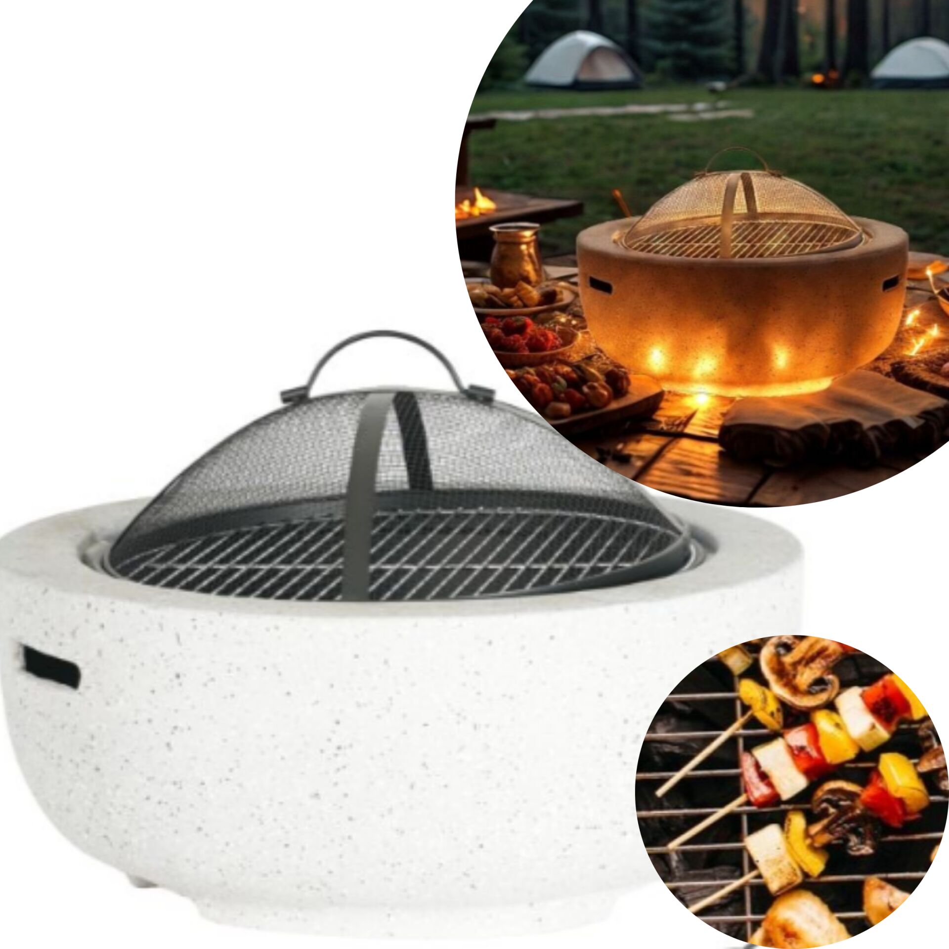 GardenLine Kerti tűzrakó, grill, szikrafogóval 60x60x42cm