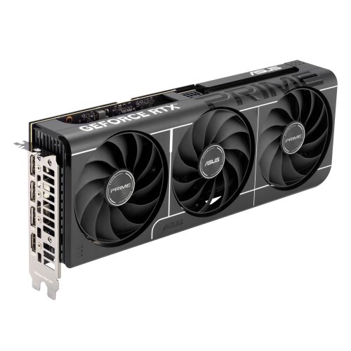 Vizualizare în unghi a plăcii video ASUS Prime RTX 5060 Ti 16GB GDDR7