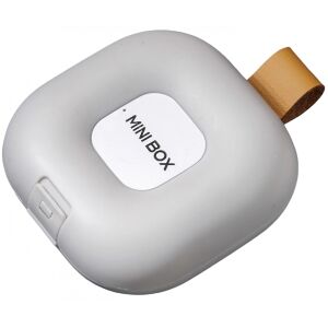 KeepHome Mini Box Organizator de pastile, alb și gri, cu curea din piele maro, închis - Îngrijire la domiciliu