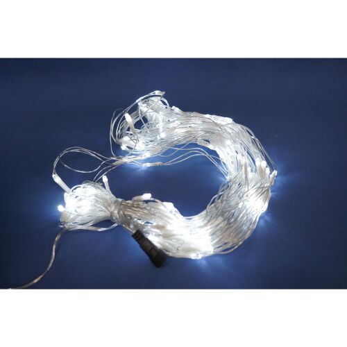 Flippy karácsonyi Fényfüzérs rész, hálós típus, 160 LED, 3 m x 1 m, 8 fényjáték, összekapcsolható, átlátszó vezeték, hideg fehér