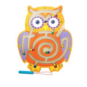 KeepHome fa bagoly labirintus játék színes gyöngyökkel és mágneses pálcával - Golyópálya