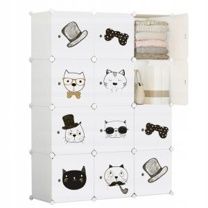 Großer modularer Kleiderschrank für Kinder mit Katzenzeichnungen, Marke GYEREKEKNEK - Babymöbel
