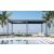 Modern 3x6m alumínium pergola állítható lamellákkal, kültéri élettér a medence mellett