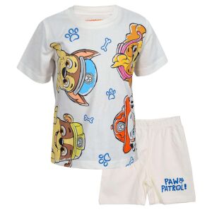 Set pijama de vară Nickelodeon Paw Patrol, tricou alb și pantaloni scurți - Nickelodeon Pijamale pentru copii, cămăși de noapte