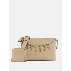 GUESS Amarantha barna műbőr crossbody táska levehető pénztárcával és arany lánc részletekkel - Guess