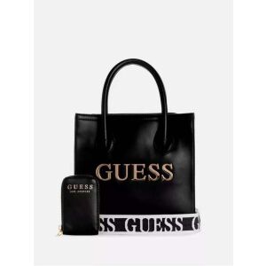 GUESS Caracara fekete műbőr kis shopper táska logóval és levehető kártyatartóval - Guess