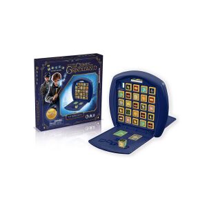 Match the Crimes of Grindelwald társasjáték, nyitott doboz, amely bemutatja a játék elemeit, beleértve a kockákat, kártyákat és a játéktáblát - Winning Moves