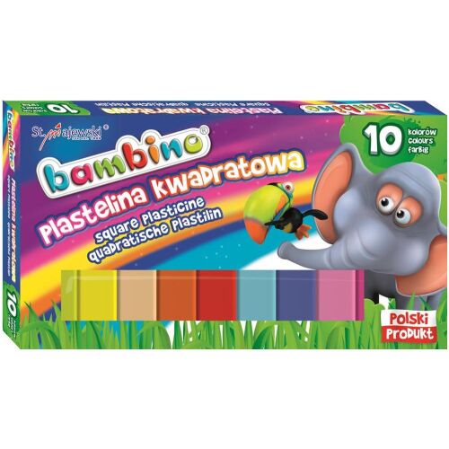 Bambino 10 színű négyzet alakú gyurma, 10 szín, plasztilin, gyurma, gyerekeknek, kreatív játék