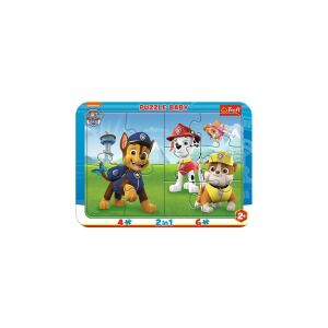Trefl puzzle 2 în 1 pentru copii, personaje Paw Patrol, 4 sau 6 piese - Trefl Puzzle