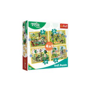 Trefl 4 w 1 puzzle (12,15,20,24 elementy) - Rodzina Treflików bawi się razem (34358) 128942817 - Puzzle i układanki