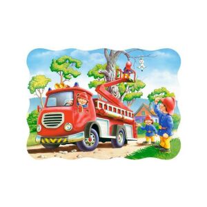 Puzzle Castorland cu 30 de piese Kitten Rescue, cu o mașină de pompieri care salvează o pisică dintr-un copac - Puzzle 3D & Puzzle cu burete