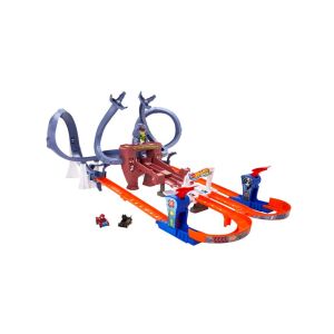 Hot Wheels Racers Marvel pálya szett Fekete Párduccal és Pókember autókkal, összeszerelve - Mattel