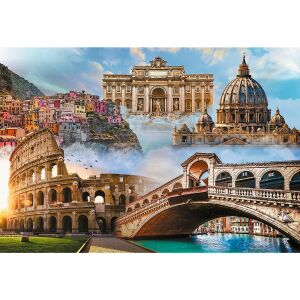 Puzzle Trefl Italia 1500 piese finalizat, prezentând repere italiene celebre - Trefl Puzzle