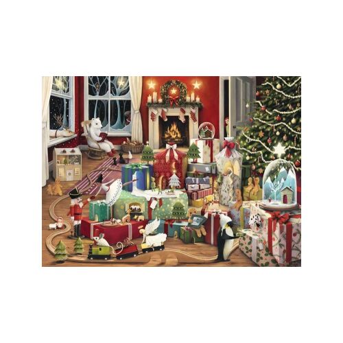 Ravensburger 500 darabos kirakós játék, Karácsonyi varázslat, ünnepi szoba ajándékokkal, kandallóval, karácsonyfával, játékokkal, állatokkal - Ravensburger