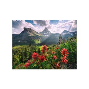 Puzzle Ravensburger Érintetlen hegyek, 2000 elementów, górski krajobraz z czerwonymi kwiatami - Ravensburger Puzzle