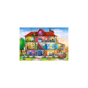 Puzzle Castorland Życie w domu 40 elementów Maxi, przedstawiające wnętrze domu z ludźmi i czynnościami - Castorland Puzzle