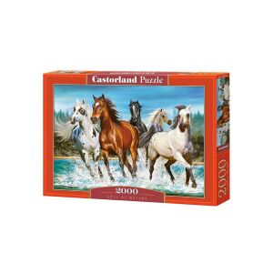 Castorland 2000 darabos kirakós játék, Hív a természet, gyönyörű képpel futó lovakról a vízben - Castorland Puzzle