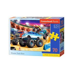 Puzzle Castorland Monster Truck Show s 70 dielikmi, zobrazujúce monster trucky pretekajúce v aréne - Puzzle