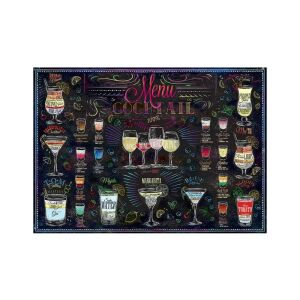Trefl 500-teiliges Puzzle, Cocktail-Menü, farbenfrohe Illustration verschiedener Cocktails auf schwarzem Hintergrund - Puzzle & Rätsel