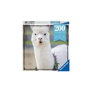 Ravensburger Puzzle mit 200 Teilen, Alpaka, 13270, zeigt ein weißes Alpaka mit einem Blumenkranz - Puzzle & Rätsel