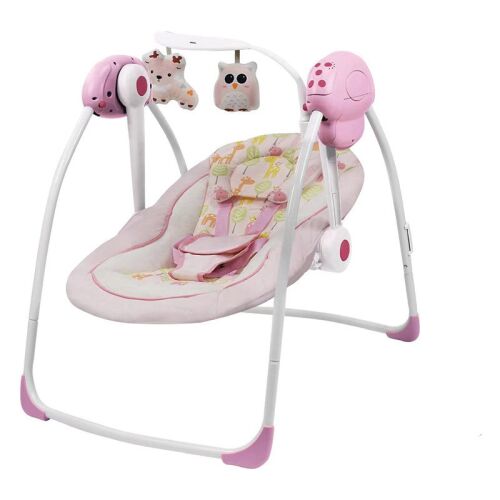 Rózsaszín hordozható baba hinta és pihenőszék játékokkal