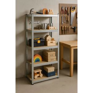 Fém tároló állvány 5 polccal, 180x90x30 cm, 875 kg teherbírás, horganyzott - ModernHOME