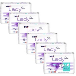 Seni Lady Slim Extra incontinence pads, 6 packs of 15 - Incontinence pads