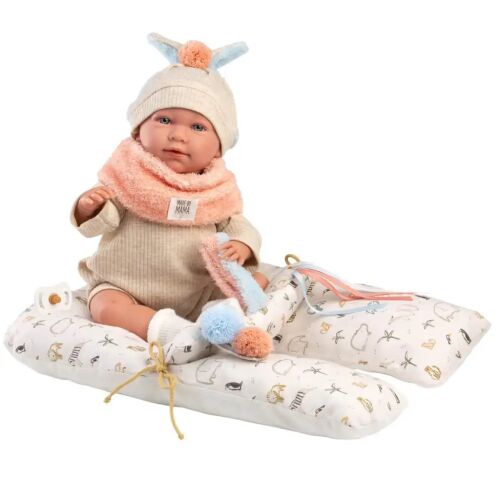 Llorens: Mimi 42cm-es síró baba füles sapkában párnával 164454509 - LLorens